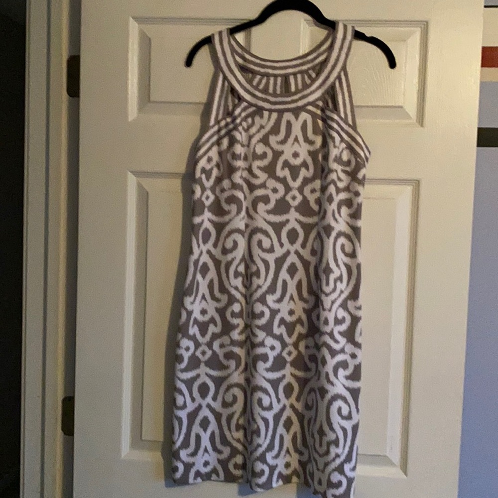 Grey & white Gretchen Scott Jersey Isosceles Dress